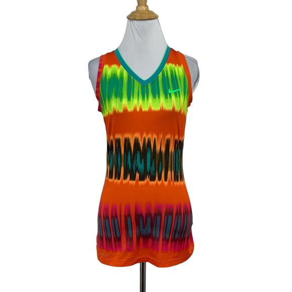 Nike Pro Tank Top Womens S Small Vibrant Tie Dye Workout Activewear Reggae - Picture 1 of 15